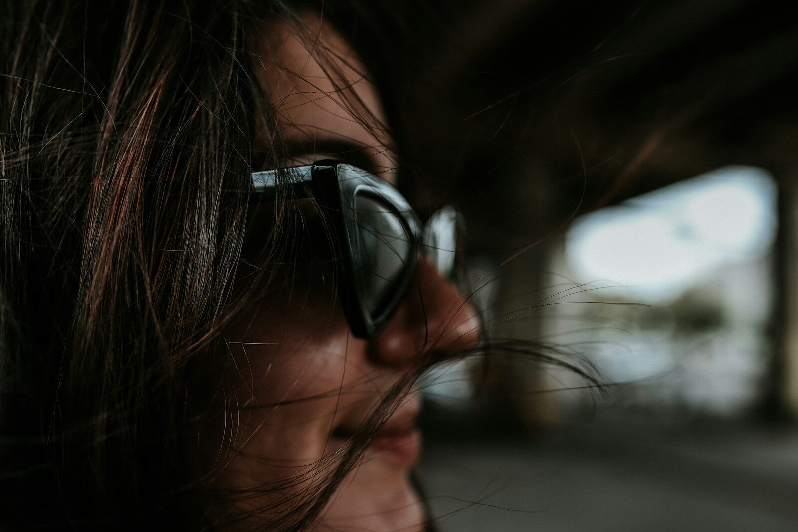 woman wearing black framed sunglasses